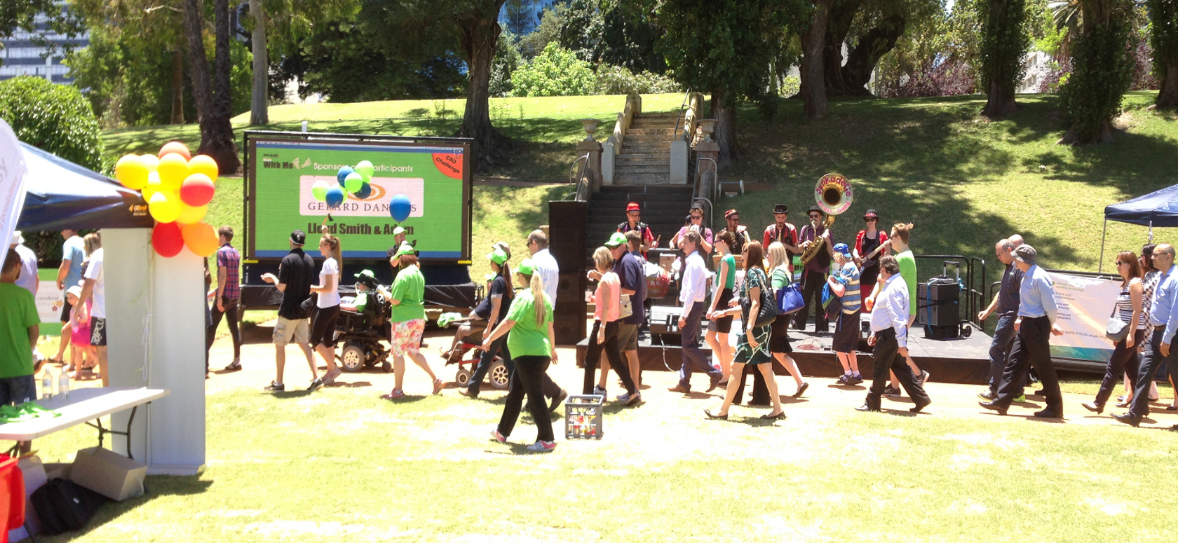 People walking at a charity event in Perth