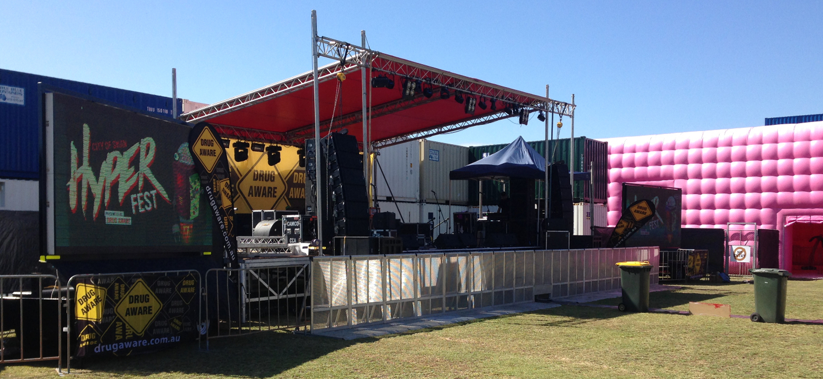 Mega Screens flanking the stage of a concert